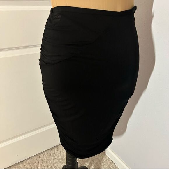 Women’s Black Midi Cinched Tight Sequence Skirt - Picture 3 of 5